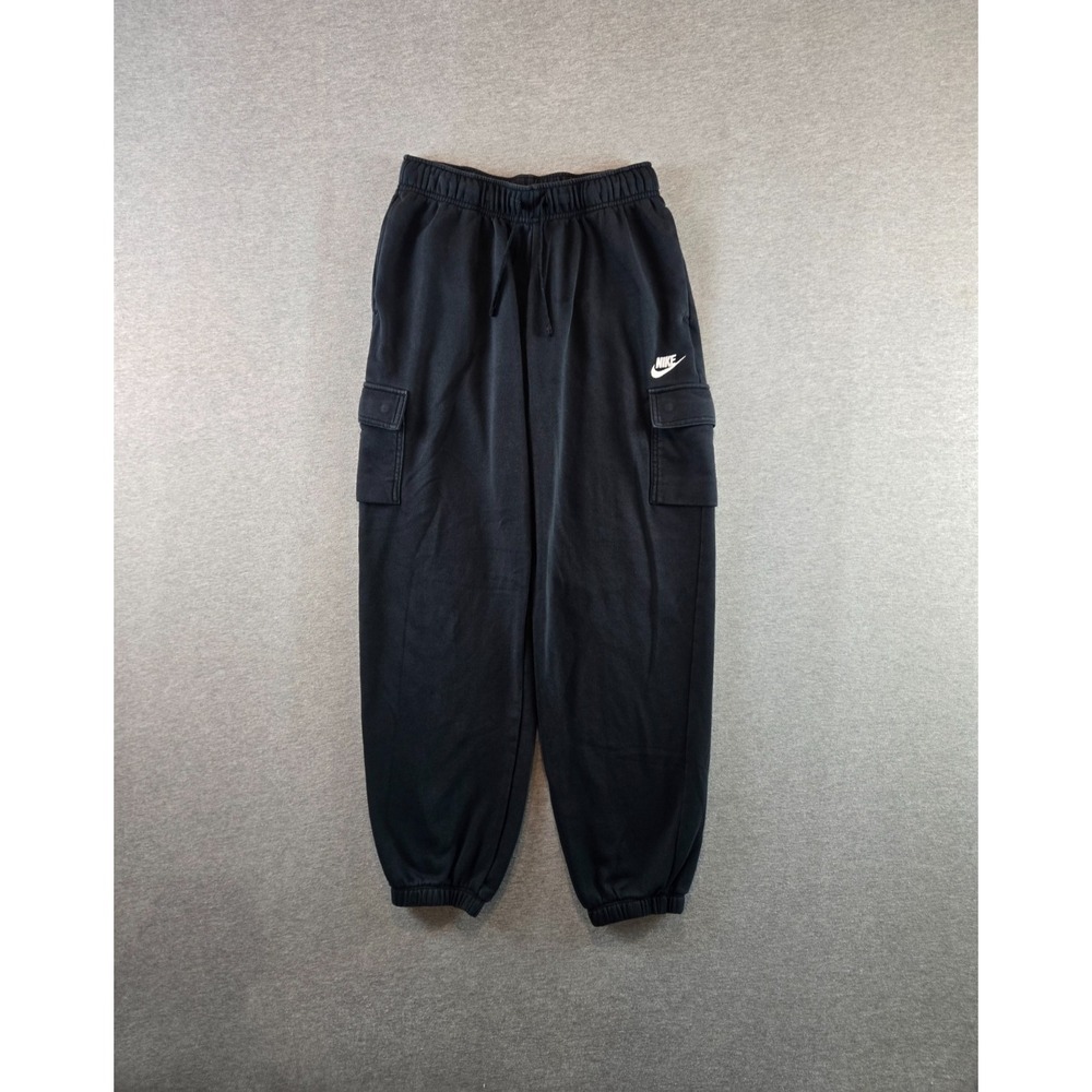 Nike Pants Womens Small Black Club Fleece Oversized Fit Mid Rise‎ Cargo Sweats
